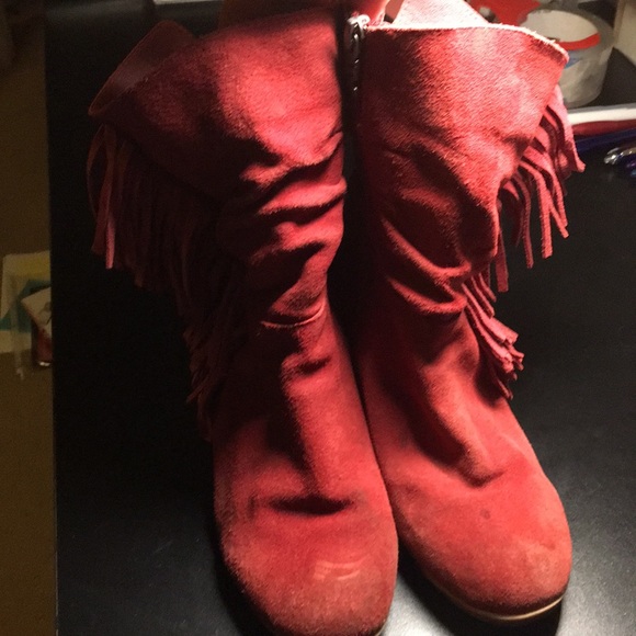 XTI Shoes - USED XTI Red Suede Wedge Boots Size 38(US 8)
